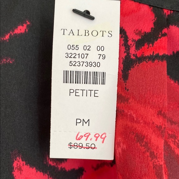 Talbots Relaxed Graphic Blouse Red Black - Picture 3 of 8